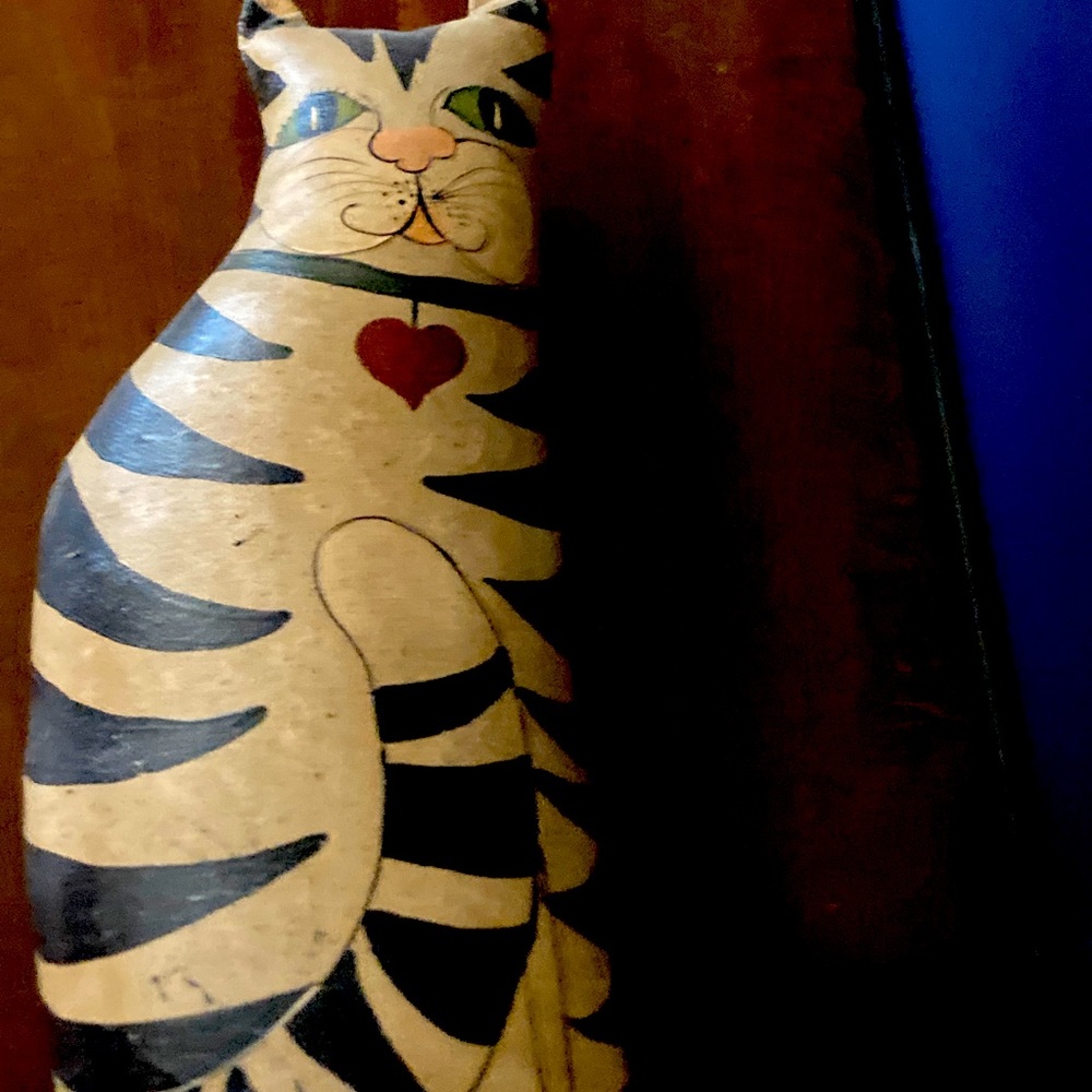 Cat Vintage Hand Painted Folk Art Style Cat